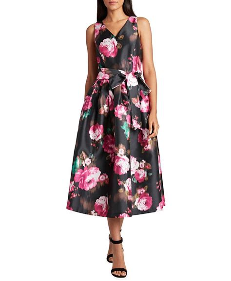 Tahari Asl Floral Print Jacquard A Line Dress Macys