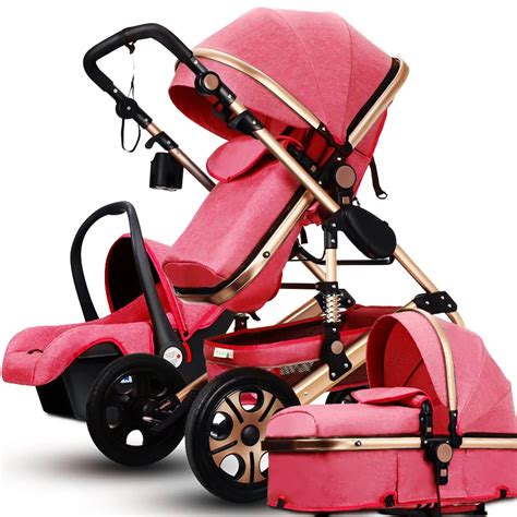 Baby Stroller 3 In 1 Luxury High Landscape Travel System Baby Pram 360