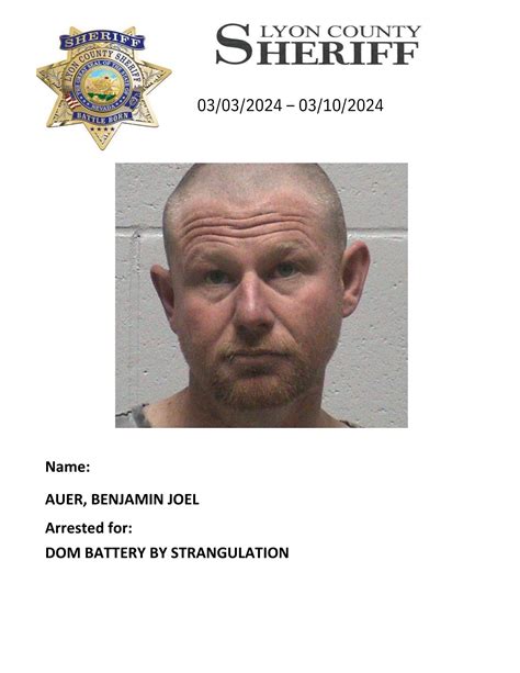 Lyon County Sheriff’s Office-Jail Division Bookings for March 3rd to