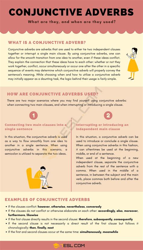conjunctive adverbs  helpful examples esl
