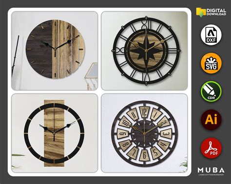 36 Wall Clock SVG Watch Models Wall Decor Clocks DXF Files Etsy UK