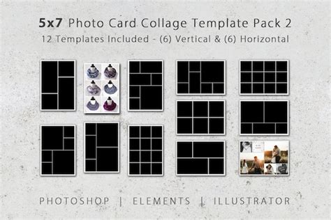 5x7 Photo Template Pack 12 Templates Photo Collage Photo - Etsy