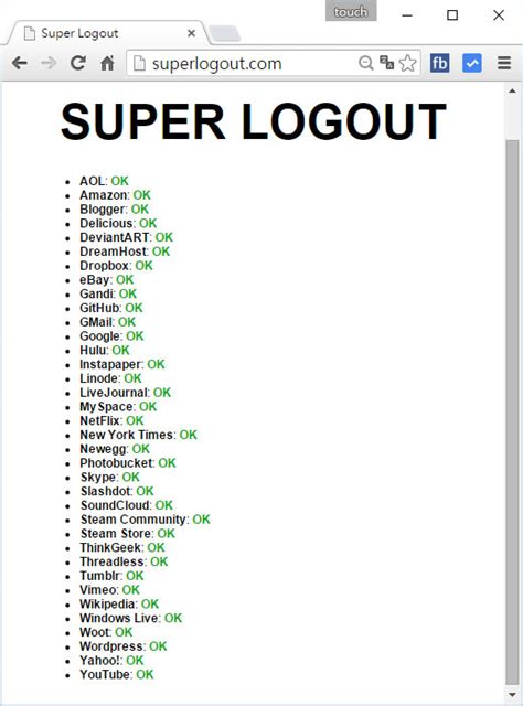 Super Logout 一次幫你登出含 Dropbox、yahoo、skype 在內的近 40個網站帳號