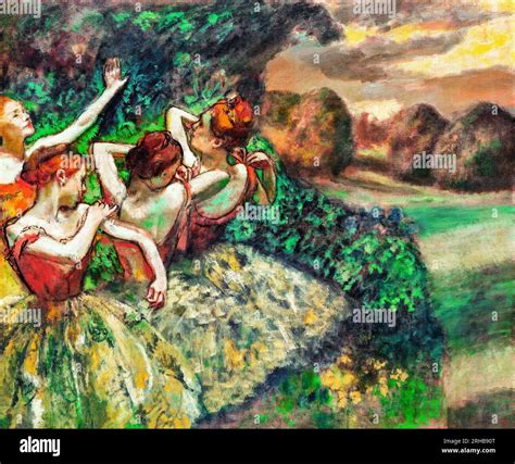 Four Dancers Painting In High Resolution By Edgar Degas Original From