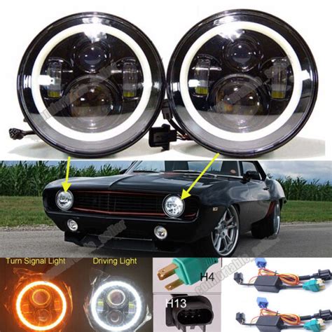 For Chevrolet Chevy Camaro 7 LED Halo Angel Eyes Headlight H4 To H13