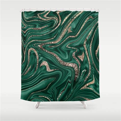 Emerald Green Black Gold Glitter Marble 1 Decor Art Society6 Shower