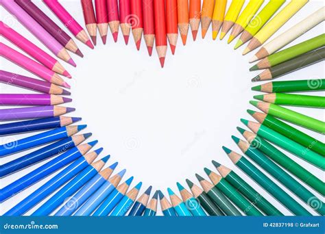 Heart Made Of Colorful Crayons Stock Photo Image Of Affection