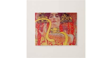 Gustav Klimt Red Woman Gold Snake Painting Jigsaw Puzzle Zazzle