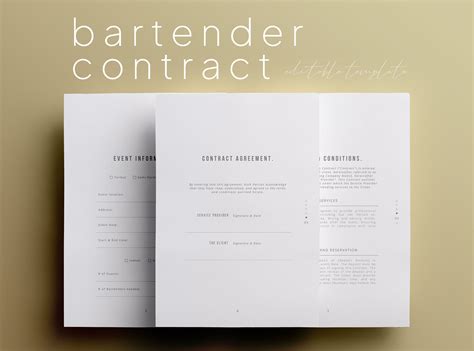 Editable Bartender Contract Template Bartending Service Agreement