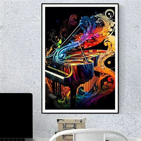 Touteladeco Toile Musique Piano Décoration Murale