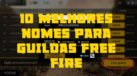 Melhores Nomes De Guildas - 10 MELHORES NOMES PARA GUILDAS DE FREE FIRE, TOP 10 MELHORES NOMES PARA ...