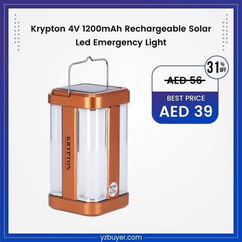 Krypton 4V 1200mAh Rechargeable Solar Led Emergency Light Camping