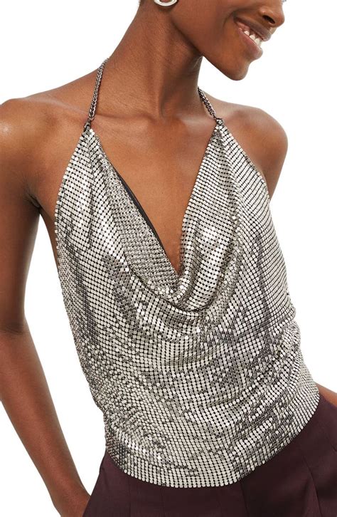 Topshop Chain Mail Halter Neck Top Nordstrom