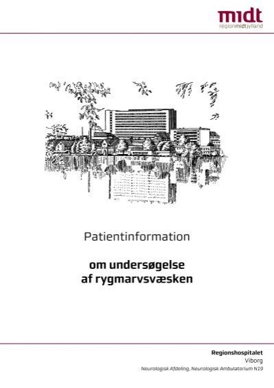 Patientinformation Om Unders Gelse Af Rygmarvsv Sken