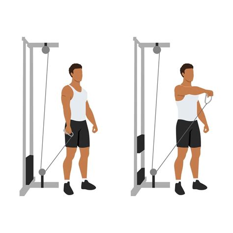 Man Doing Single Arm Cable Front Raise Exercise Flat Vector