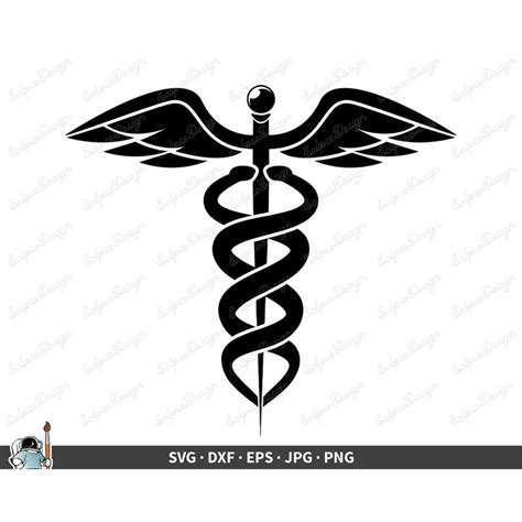 Caduceus Svg Medical Nurse Clip Art Cut File Silhouette Dxf Inspire