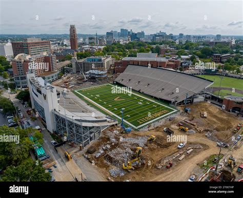 Aerial View Of First Bank Stadium On Vanderbilt University Campus Located In Nashville Tennessee