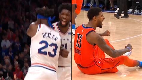 Sixers Vs Thunder Epic Ending Jimmy Butler Paul George 2018 19 Nba