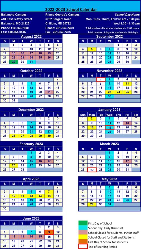 School Calendar - Children's Guild, Inc Prince George's Campus