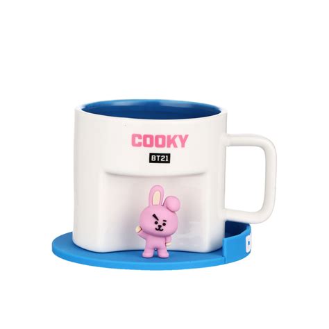 BT21 Collection Cartoon Ceramic Cup With Coaster 450mL COOKY