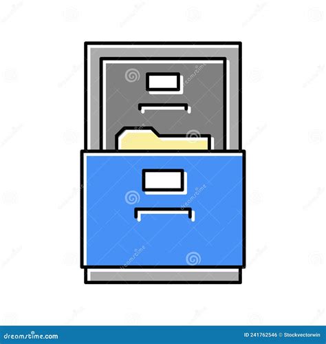 Filing Cabinet Color Icon Vector Illustration Stock Vector