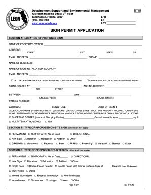 Fillable Online Cms Leoncountyfl Sign Permit Application Leon County