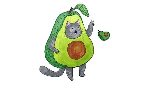 Как нарисовать Кот в костюме авокадо 🥑/ Рисунки для детей / Рисунки для ...