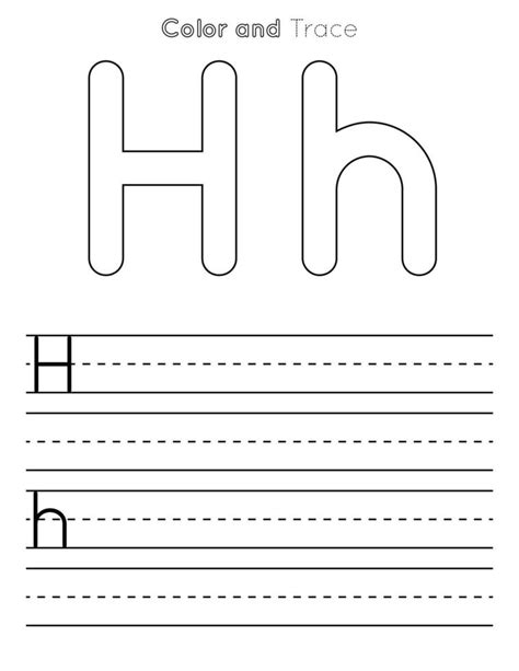 H Letter Tracing Worksheet Uppercase And Lowercase Letter Or Alphabet