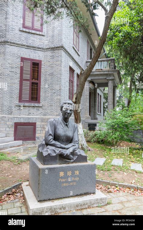 Nanjing, Jiangsu, China. Statue of Pearl Buck in front of her House ...