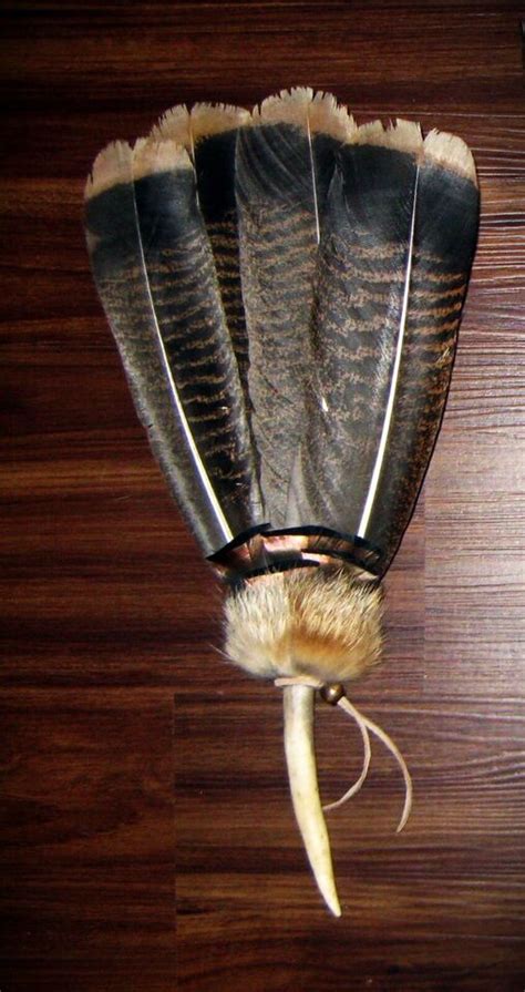 TURKEY NATIVE AMERICAN SMUDGE FAN FEATHER ANTLER CEREMONIAL EBay