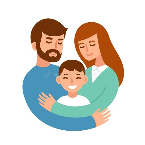 Parents hugging child stock vector. Illustration of care - 130101727