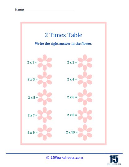 2 Times Tables Worksheets 15