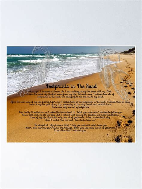 Footprints In The Sand 1 Poem Quote Lyrics Prayer Song Jesus Footsteps Words Footsteps Poster