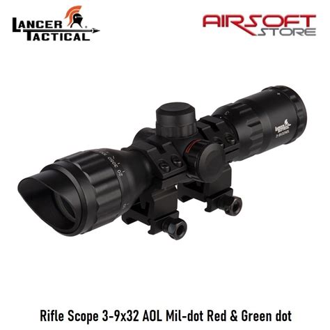 Rifle Scope X Aol Mil Dot Red Green Dot Airsoft Store