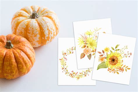 Watercolor Autumn Florals By Cornercroft Thehungryjpeg