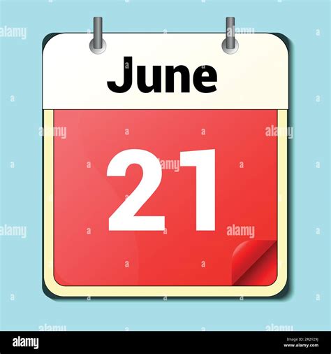 Day On The Calendar Vector Image Format June 21 Stock Vector Image