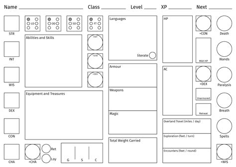 Character Sheet For My Modified Ose Game Rosr