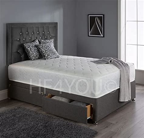 Bed Centre Ziggy Black Plush Sprung Memory Foam Divan Bed Set With