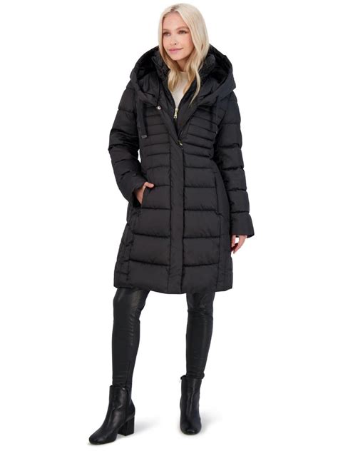 Tahari Women S Fitted Casey Puffer Coat With Inner Bib Winter Padding