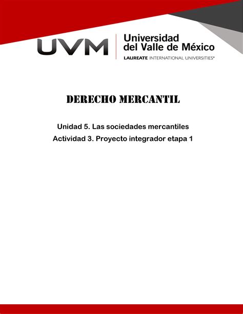 A Proyecto Unidad Las Sociedades Mercantiles Derecho