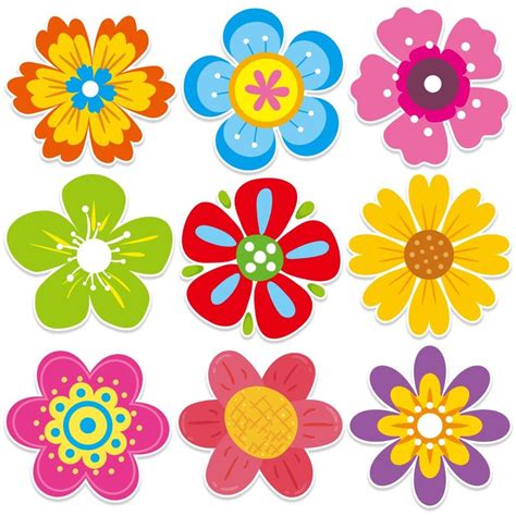 Flower Cutouts 45 PCS Springtime Cutouts Versatile Colorful Flowers