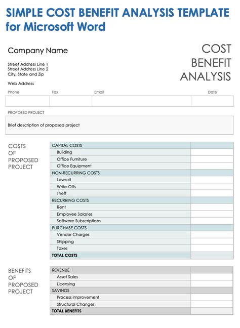 Free Cost Benefit Analysis Templates With How To