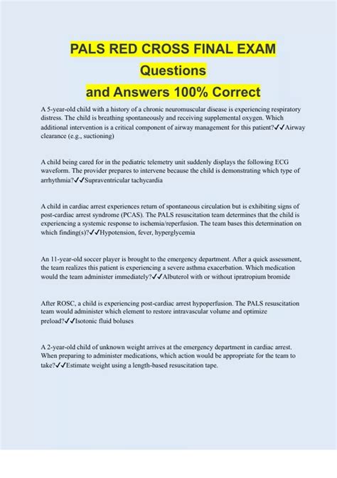 Pals Red Cross Final Exam Questions And Answers Correct Pals Red