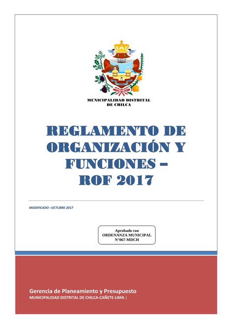 Pdf Reglamento De Organizaci N Y Funciones Rof