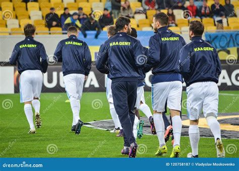 LVIV, UKRAINE - OCT 20: Train Football Players KAA Gent during T ...