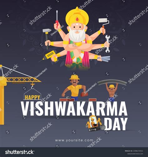 Banner Design Of Hindu God Happy Vishwakarma Day Royalty Free Stock