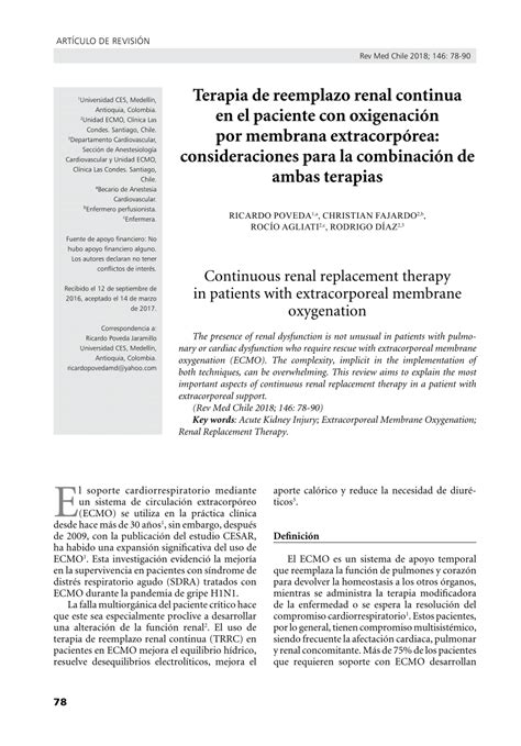 Pdf Terapia De Reemplazo Renal Continua En El Paciente Con