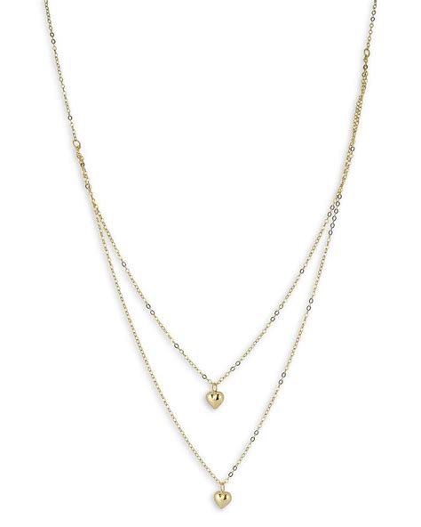 Moon And Meadow 14k Yellow Gold Layered Heart Pendant Necklace 185