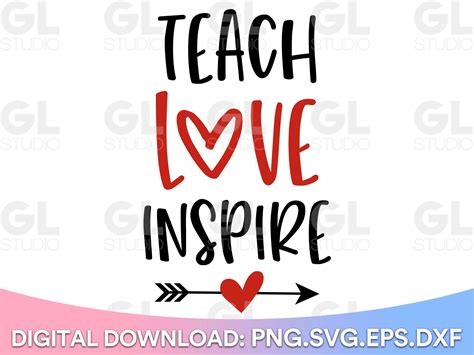 Materials Papercraft Teach Love Inspire Svg Teacher Svg Dxf And Png