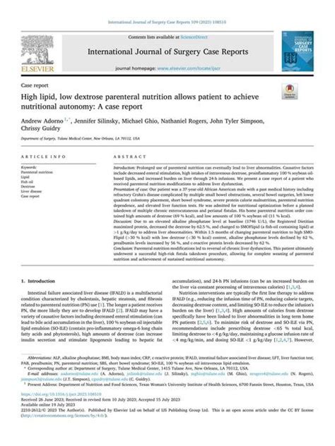 Adorno Et Al High Lipid Low Dextrose Parenteral Nu Mireya Udocz